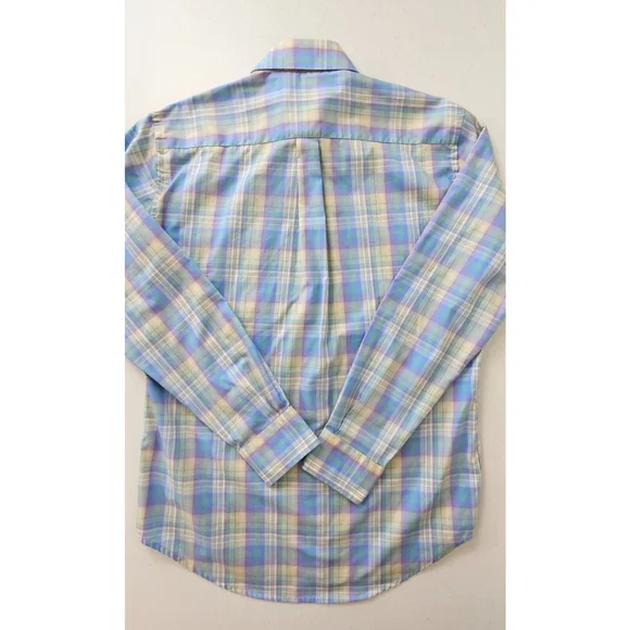 Peter Millar Crown Ease Medium Button Front Shirt Plaid Long Sleeve Blue Pastel - Picture 12 of 16